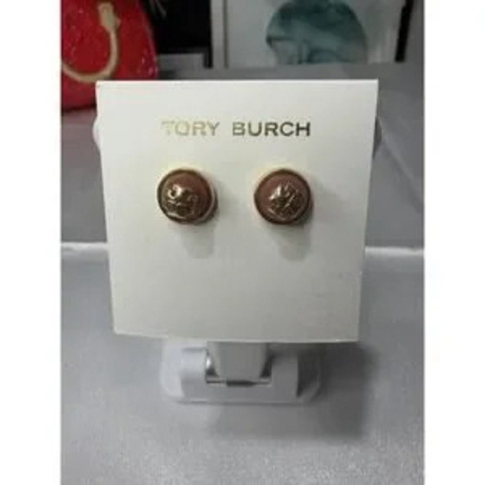 Tory Burch Pink and Gold Stud New Earrings